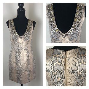 Shelli Segal python print beaded dress size 4